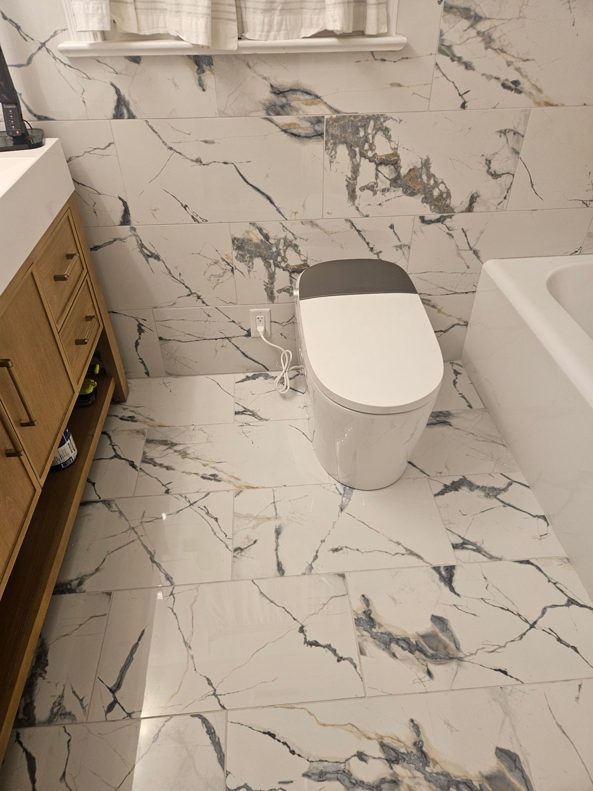 Marble-look tile floor