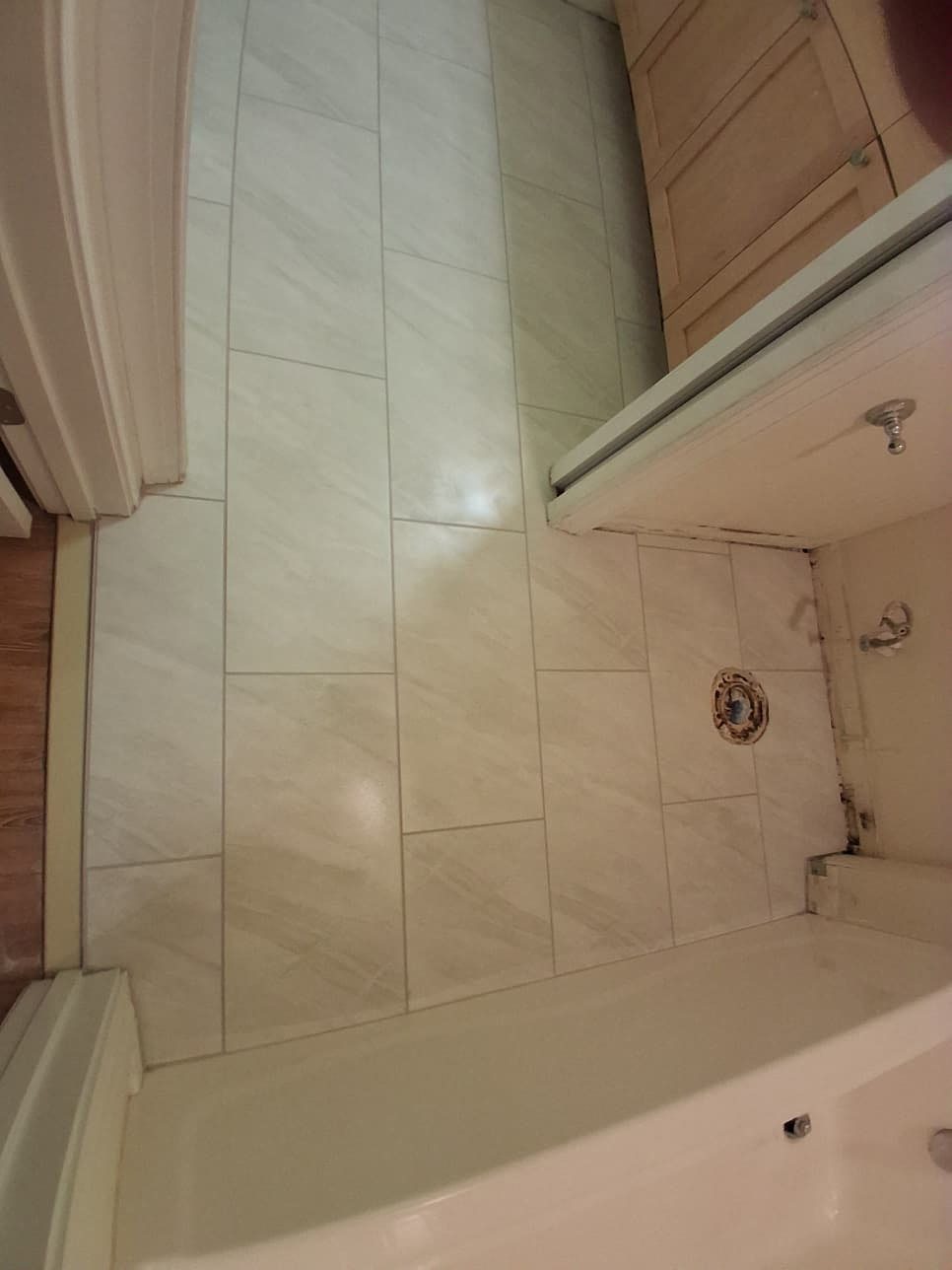 The same bathroom floor finished and grouted